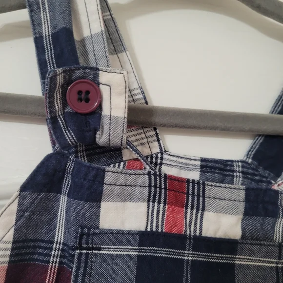💥3/$24 Mommy&Me Red, White, And Blue Plaid Shortalls - Picture 5 of 7